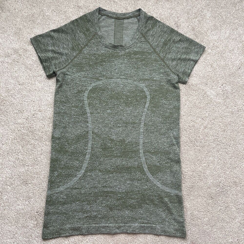 Lululemon Swiftly Tech Short Sleeve Shirt Womens 8 Olive Running Athleisure Gym